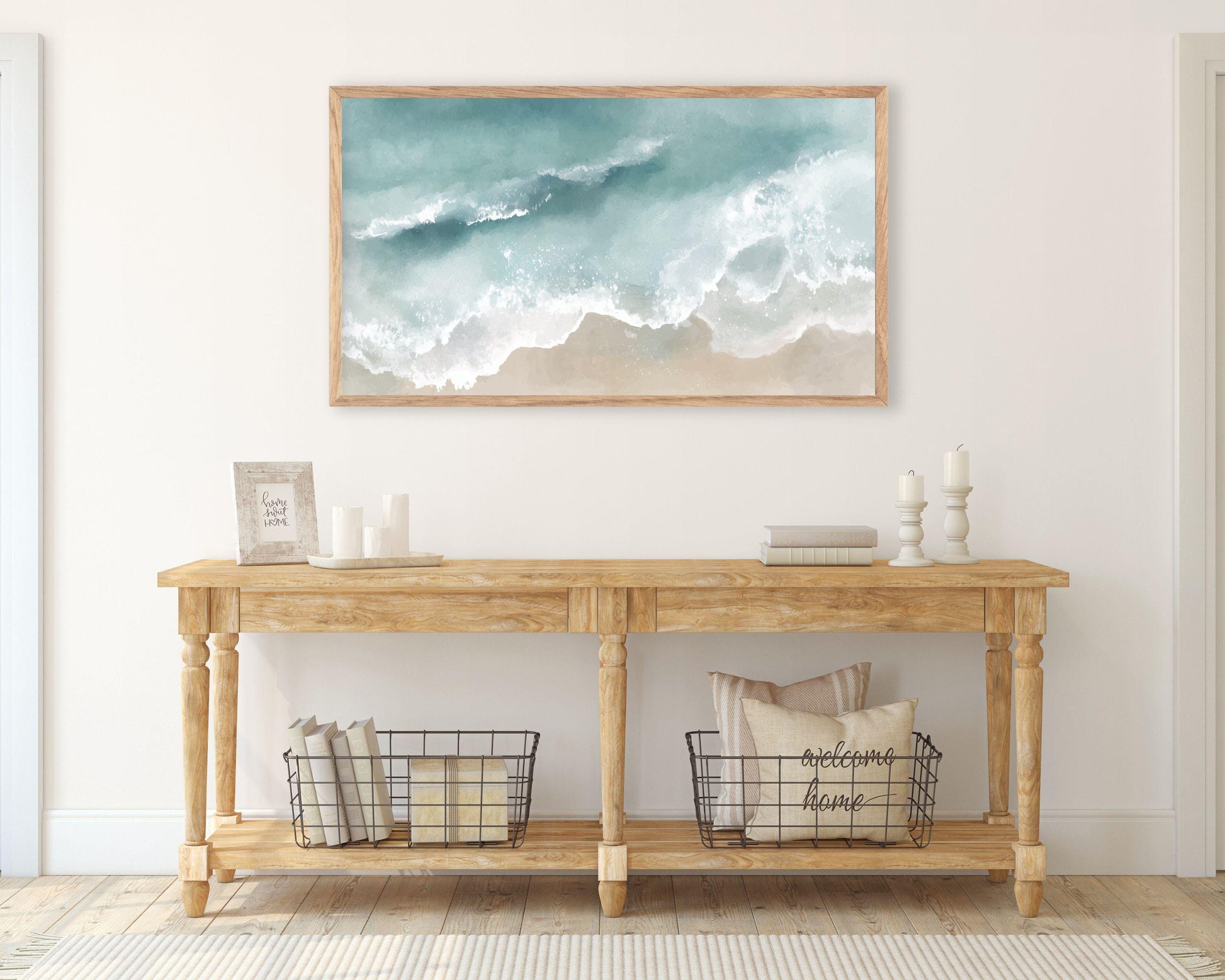 Minimalist Waves on Beach Frame TV Art