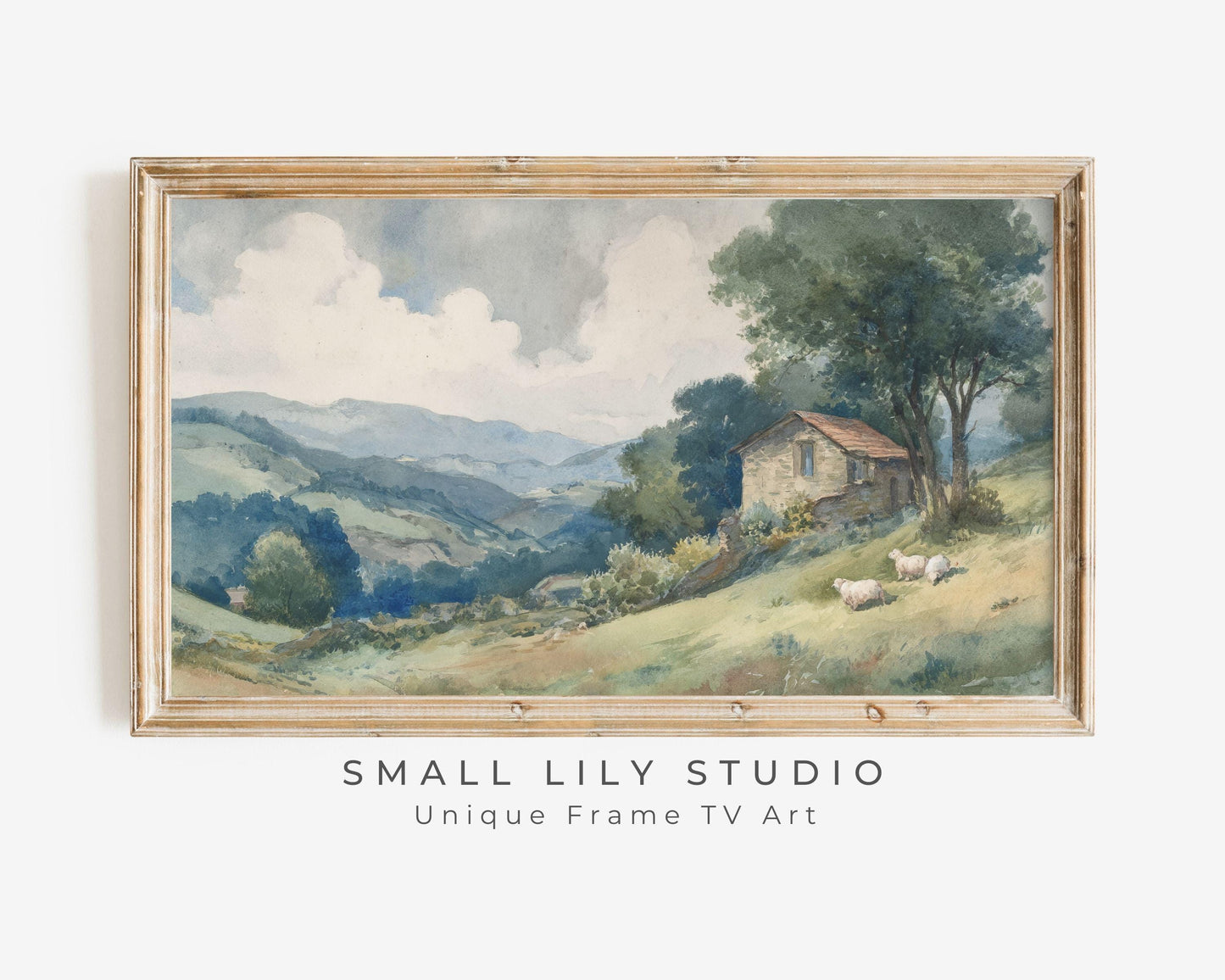 Watercolor Country Landscape Frame TV Art
