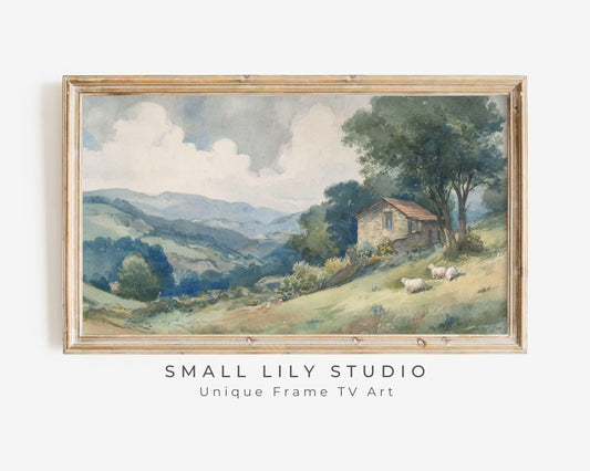 Watercolor Country Landscape Frame TV Art