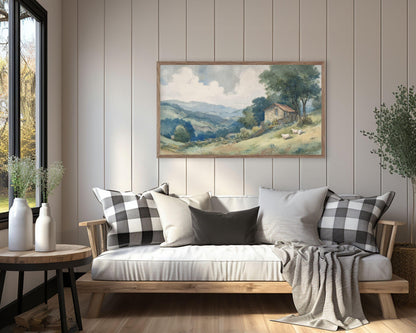 Watercolor Country Landscape Frame TV Art