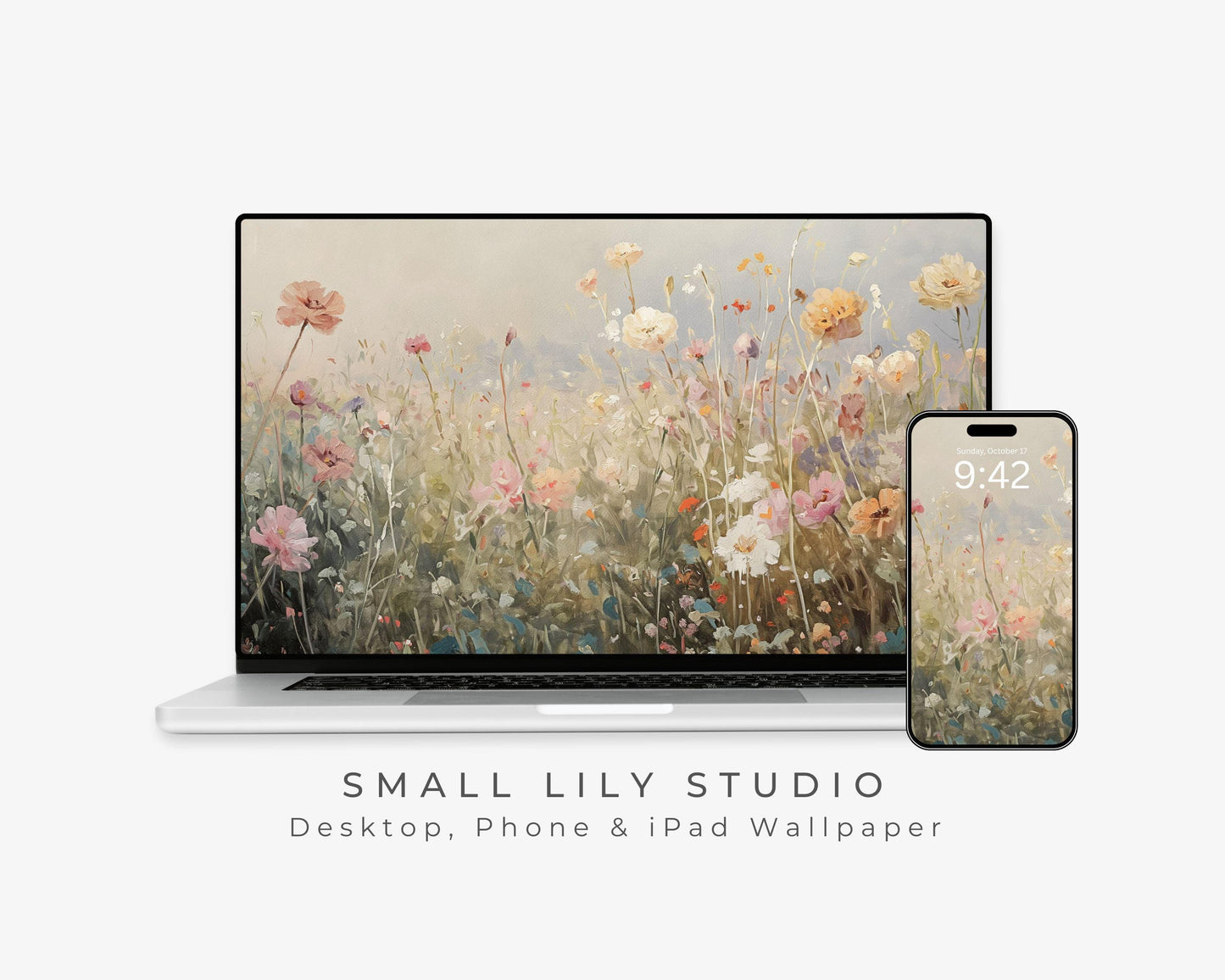 Pink Floral Desktop Wallpaper Set