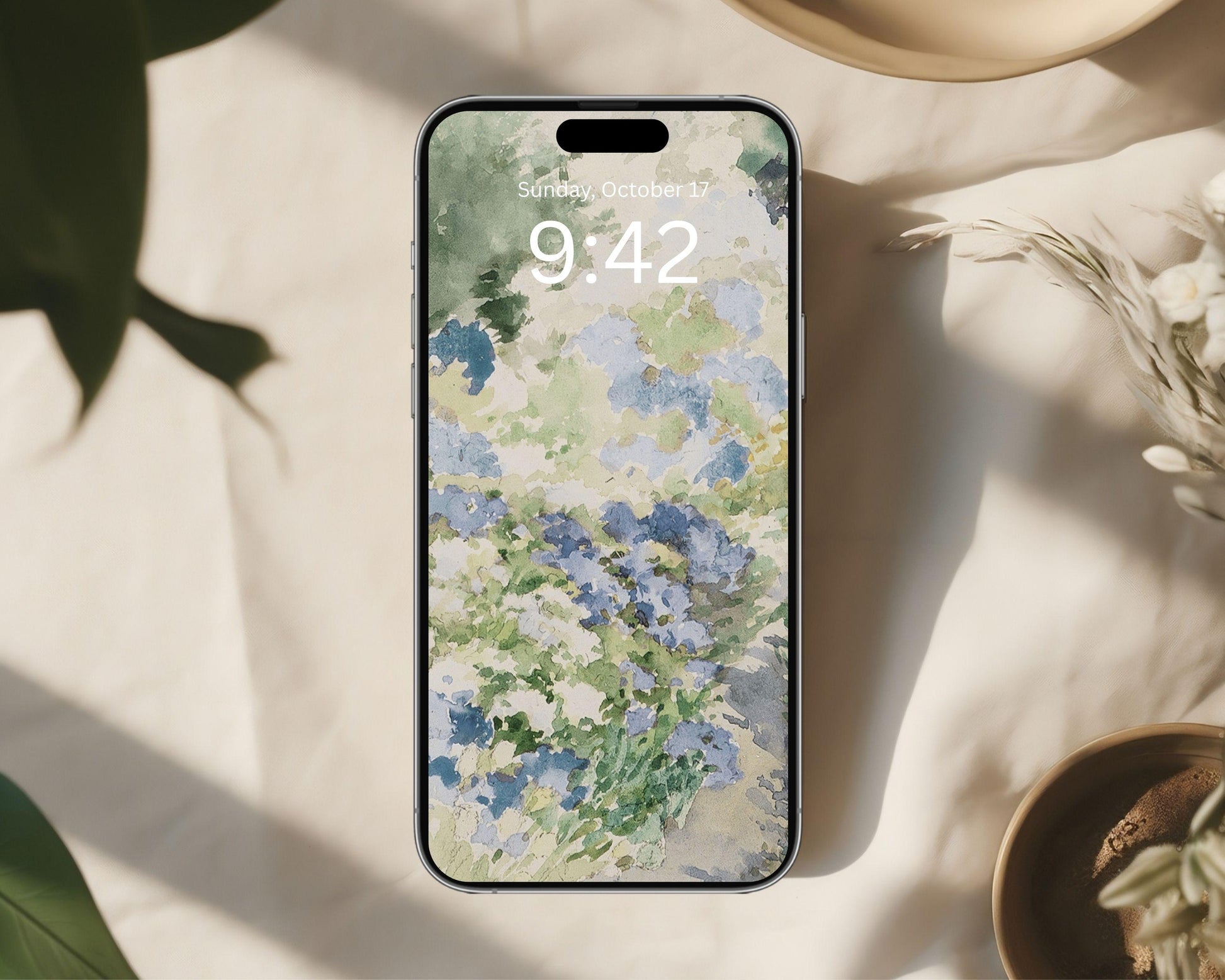 Blue Green Garden Phone Wallpaper