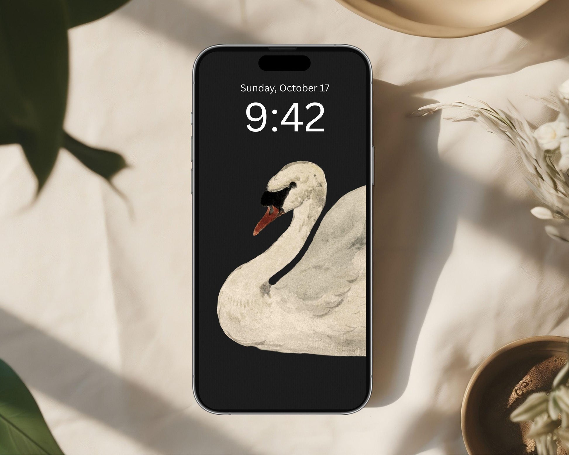 Vintage Swan Phone Wallpaper