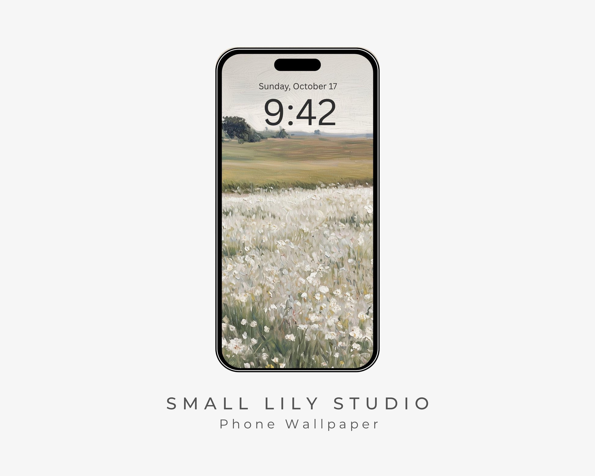 White Floral Landscape Phone Wallpaper