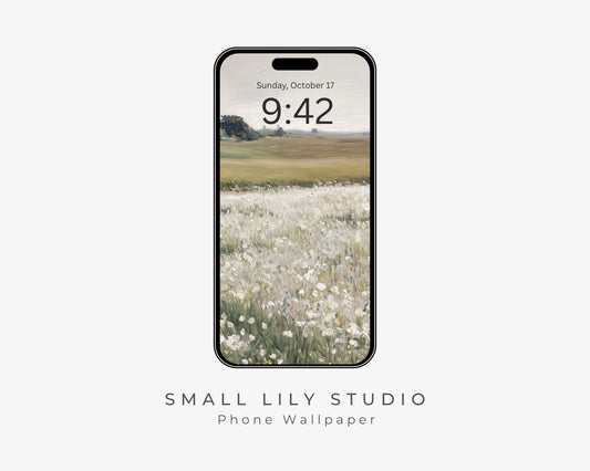 White Floral Landscape Phone Wallpaper