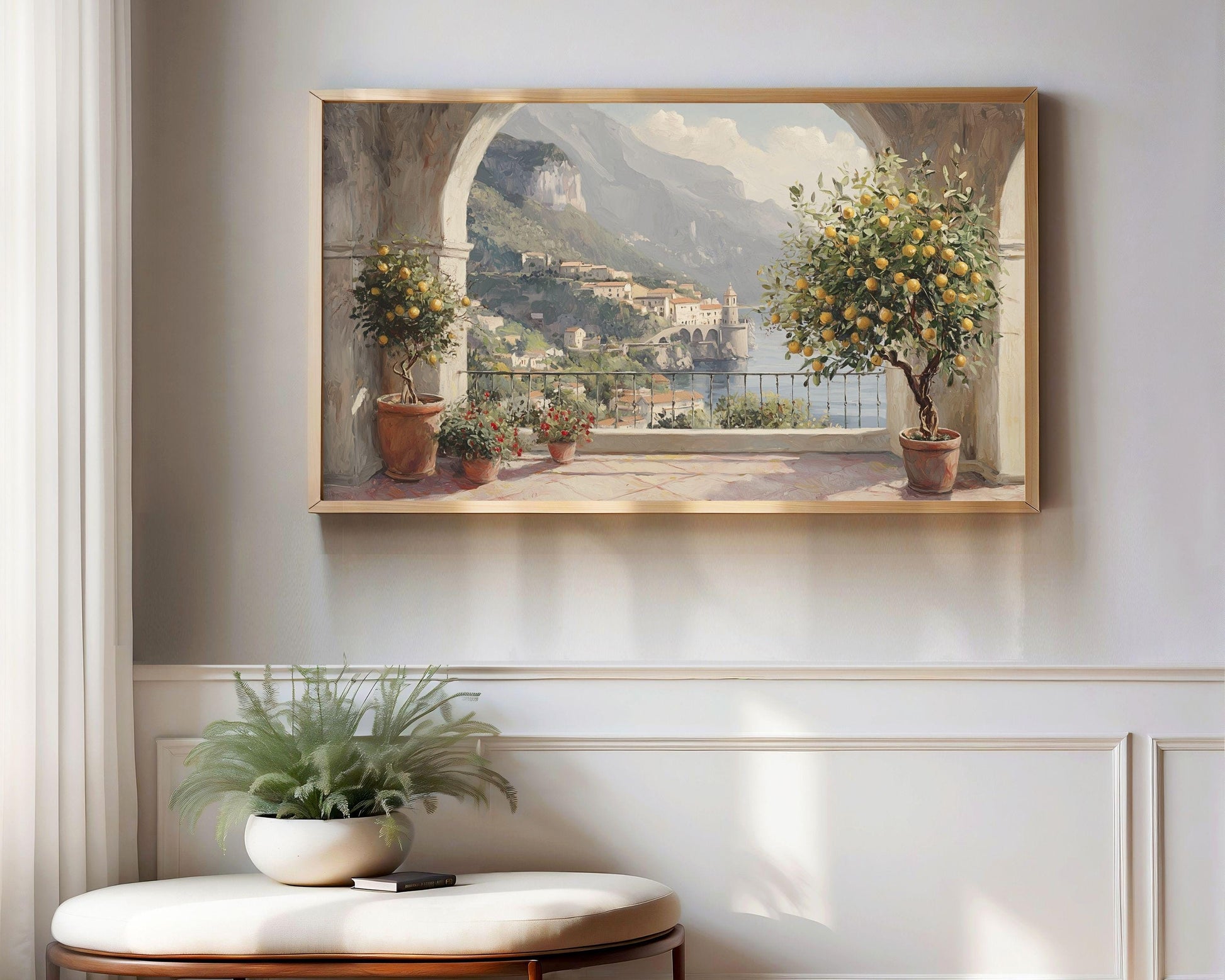 Summer Italian Terrace & Lemon Tree Frame TV Art