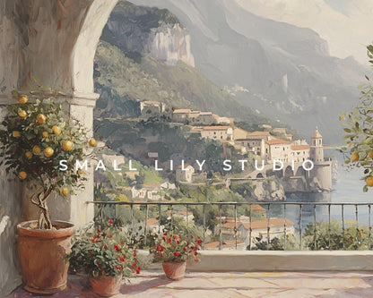 Summer Italian Terrace & Lemon Tree Frame TV Art