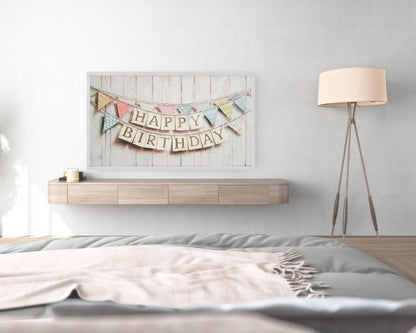 Happy Birthday Sign Frame TV Art
