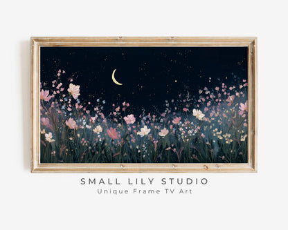 Floral Garden at Night Frame TV Art