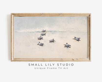Baby Turtles on Beach Frame TV Art