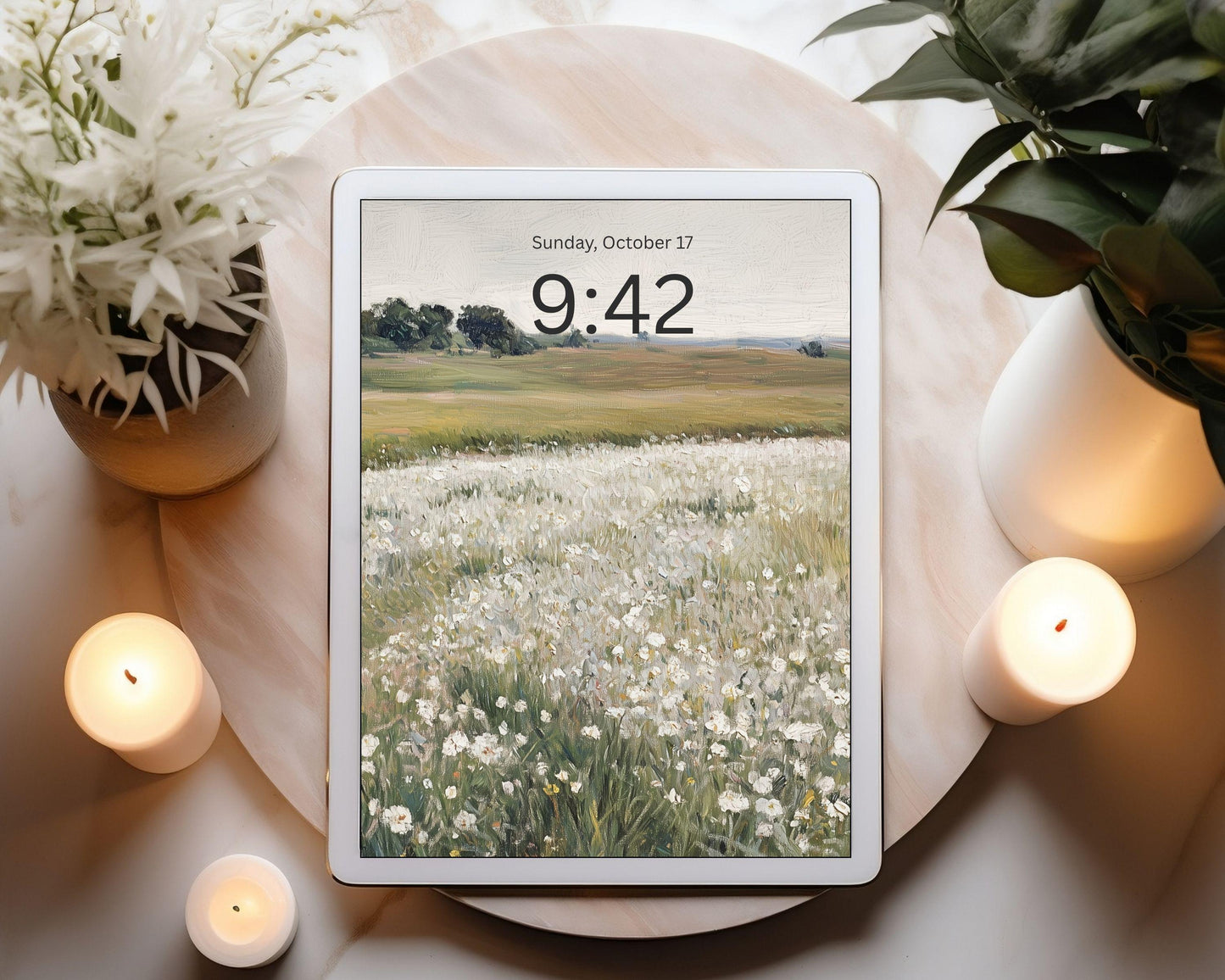 White Floral Desktop Wallpaper Set