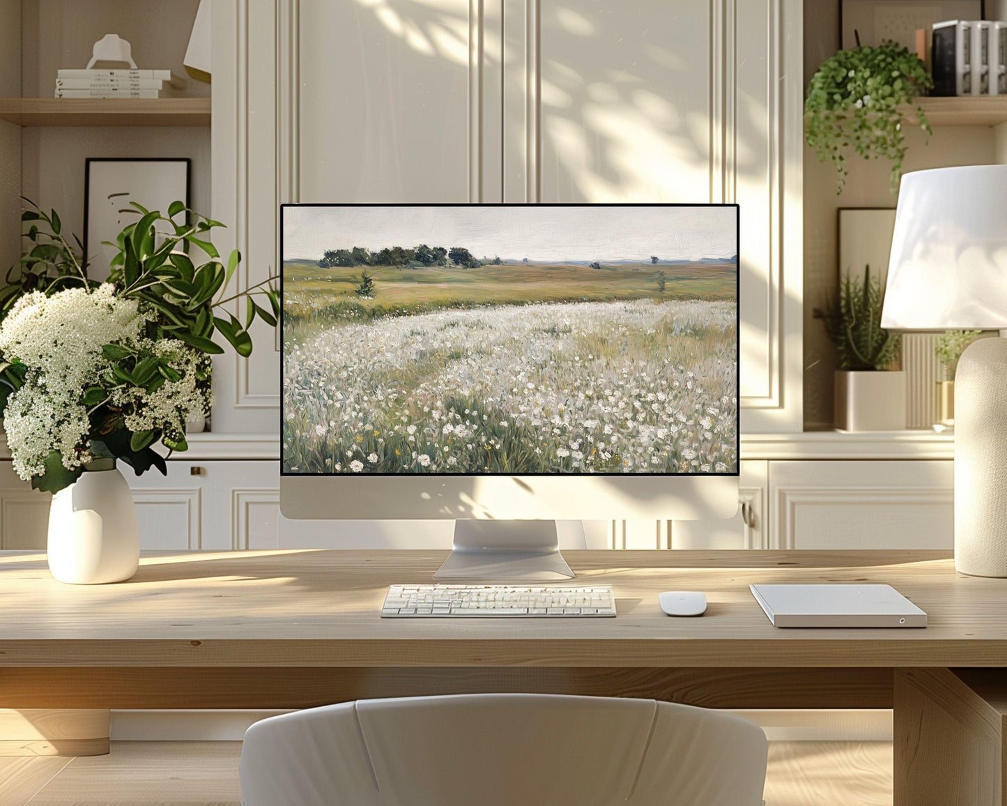 White Floral Desktop Wallpaper Set