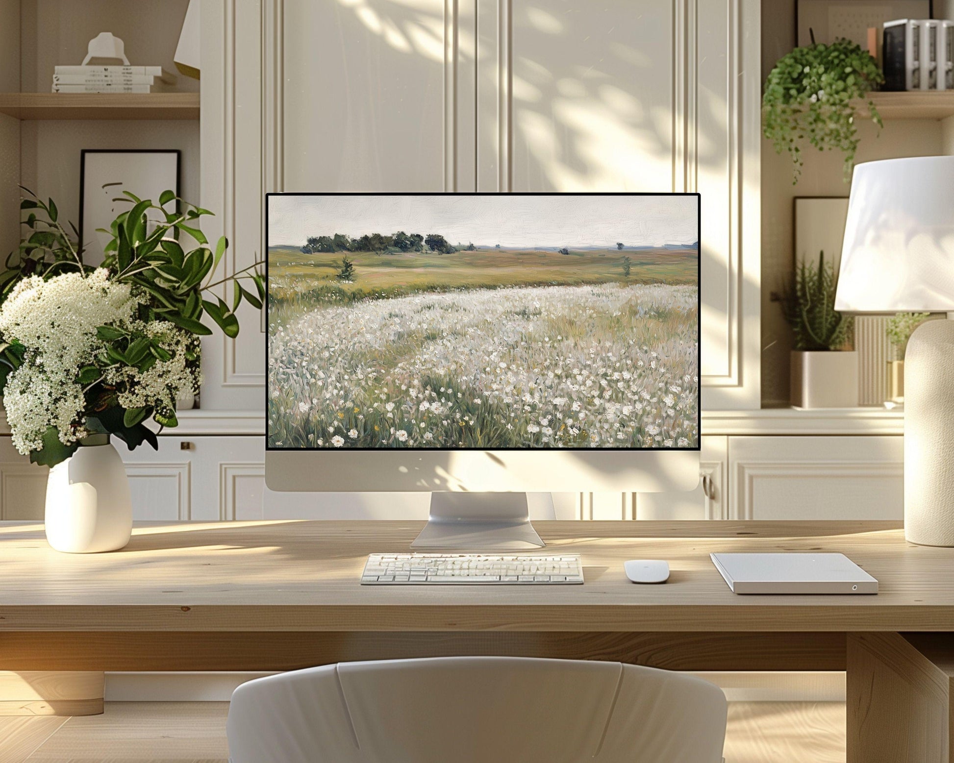 White Floral Desktop Wallpaper Set