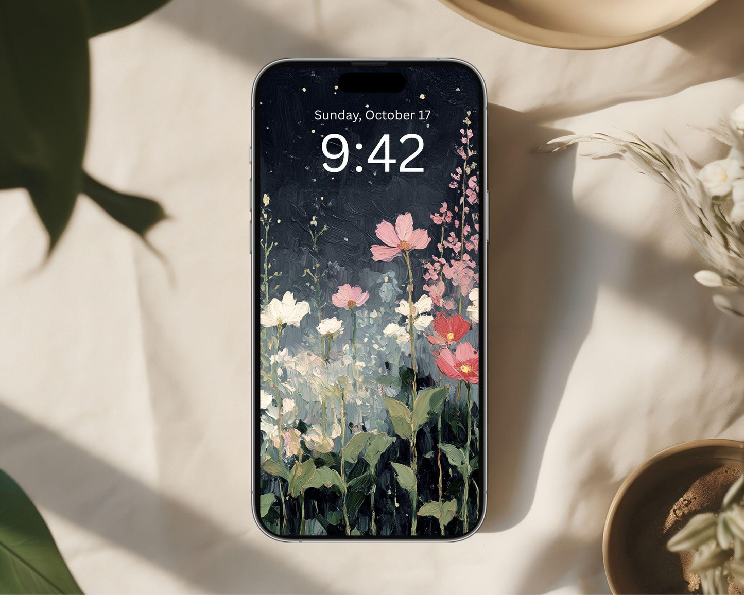 Night Flowers Phone Wallpaper