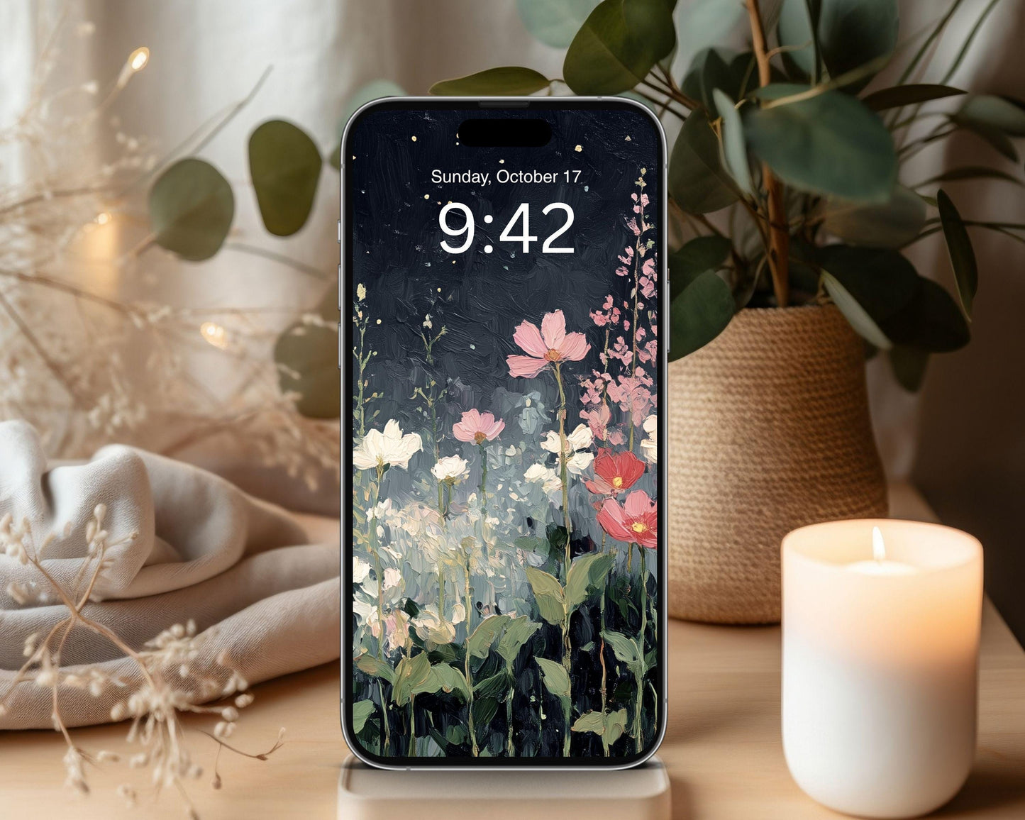 Night Flowers Phone Wallpaper