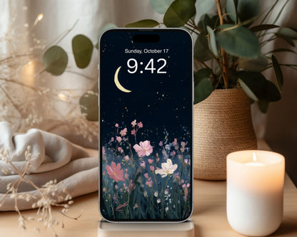 Garden at Night Phone Wallpaper