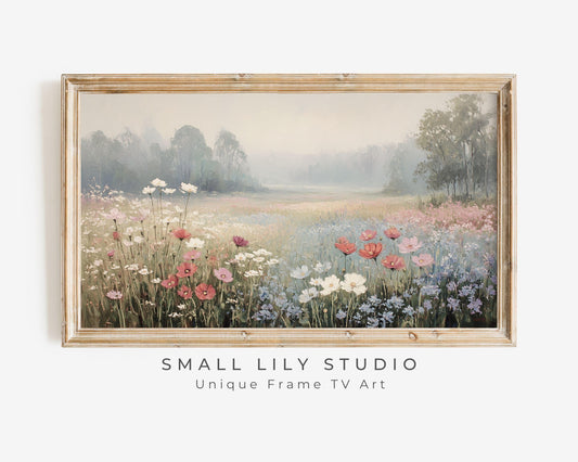 Red White and Blue Wildflowers Frame TV Art