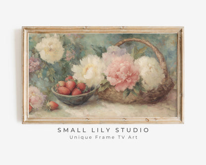 Strawberries and Florals Frame TV Art