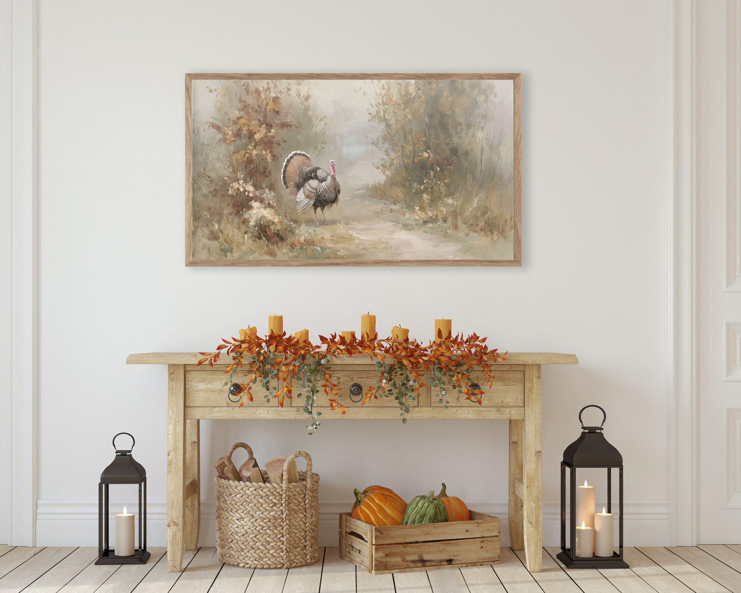 Turkey in Fall Landscape Frame TV Art