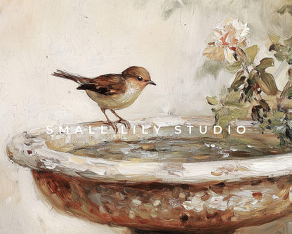 Garden Birdbath iPad Wallpaper