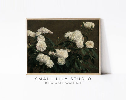 Moody White Flowers Printable Wall Art