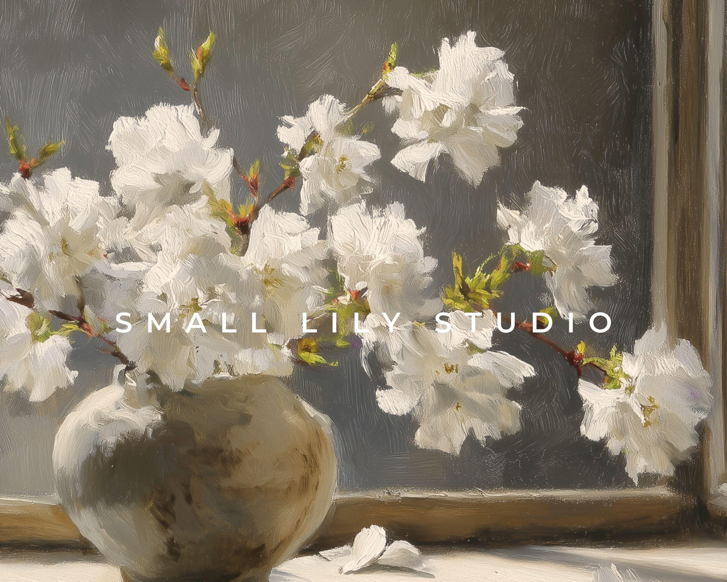 White Blossoms still life Frame TV Art