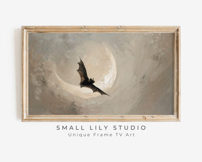 Halloween Bat and Moon Frame TV Art