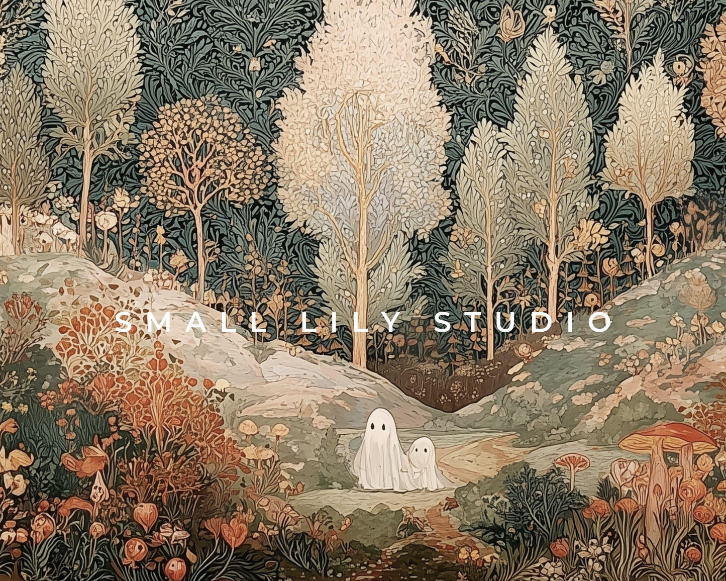 Halloween Ghosts in Fall Landscape Frame TV Art