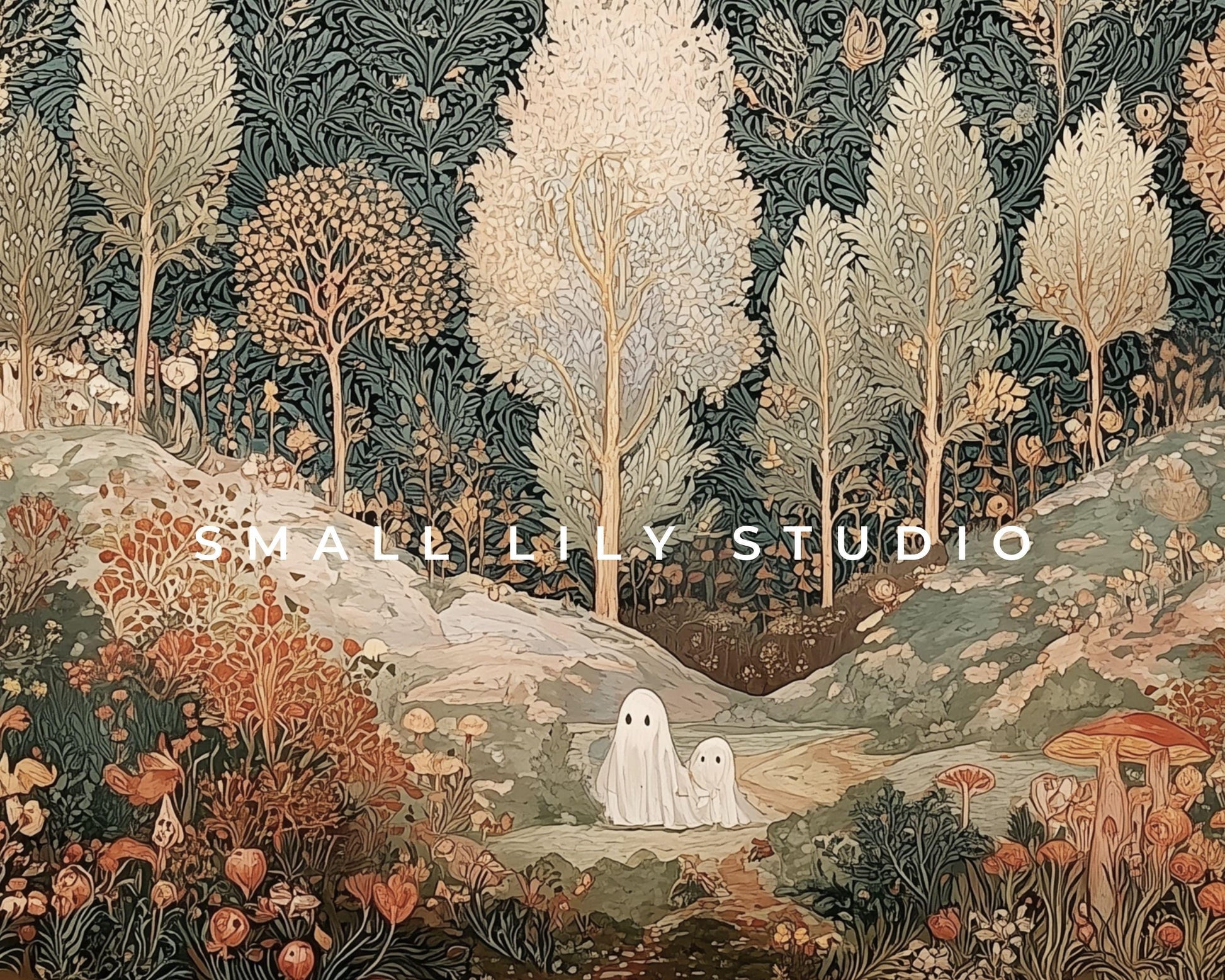 Halloween Ghosts in Fall Landscape Frame TV Art