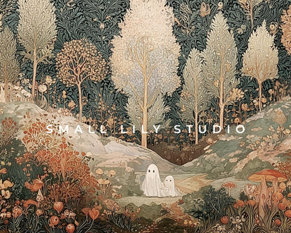 Halloween Ghosts in Fall Landscape Frame TV Art