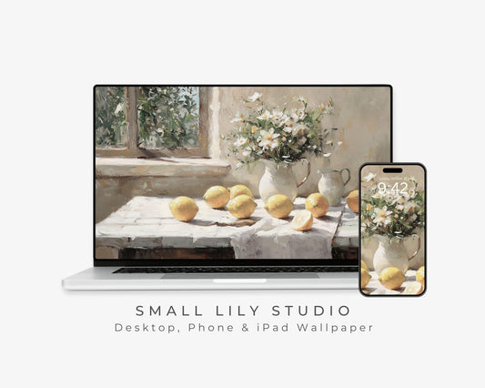 Lemons and Daisies Desktop Wallpaper Set