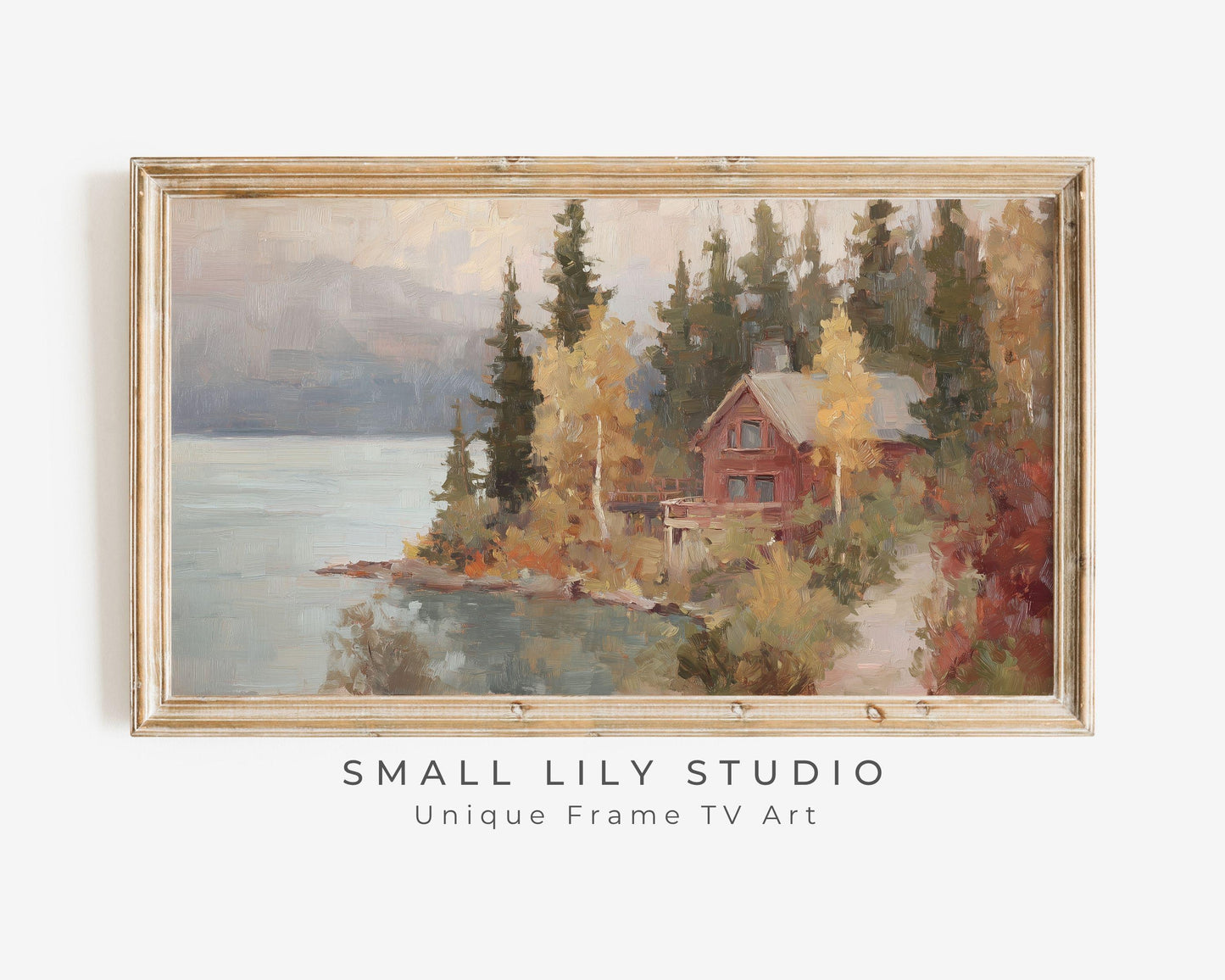 Cabin by Lake Fall Frame TV Art