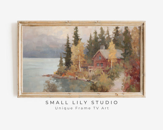 Cabin by Lake Fall Frame TV Art