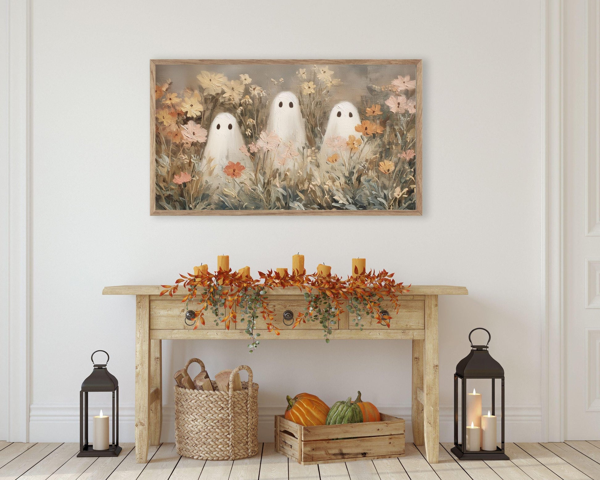 Halloween Ghosts in Wildflowers Frame TV Art