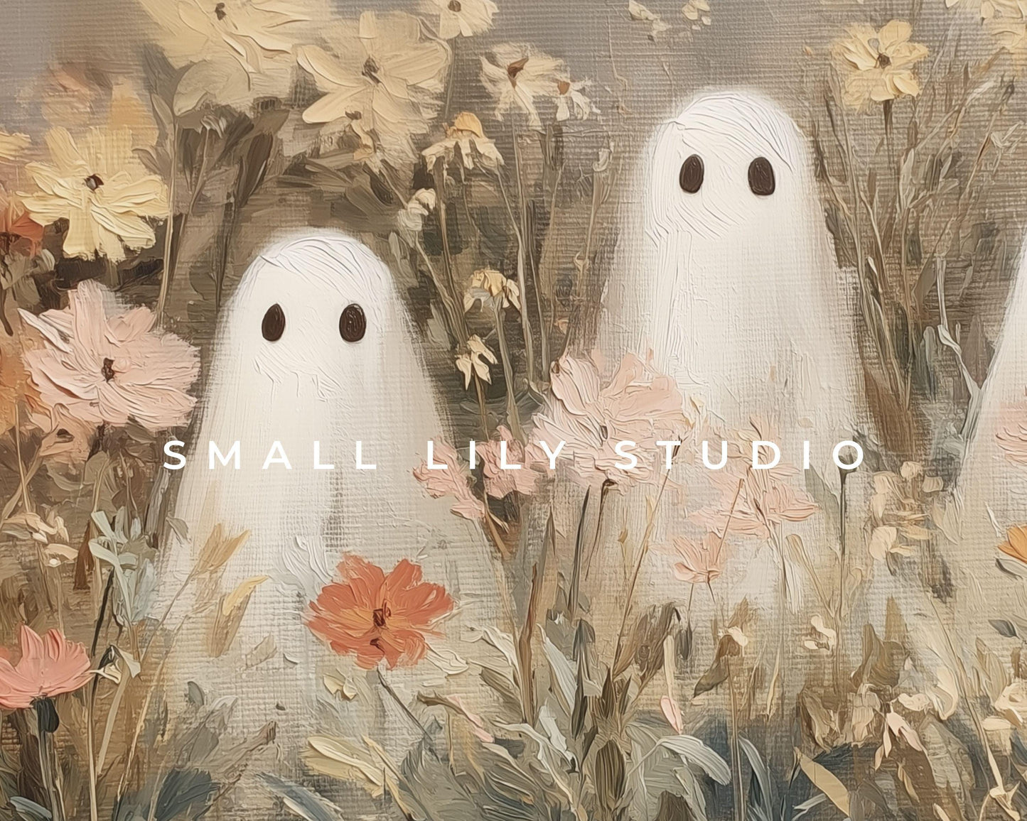 Halloween Ghosts in Wildflowers Frame TV Art