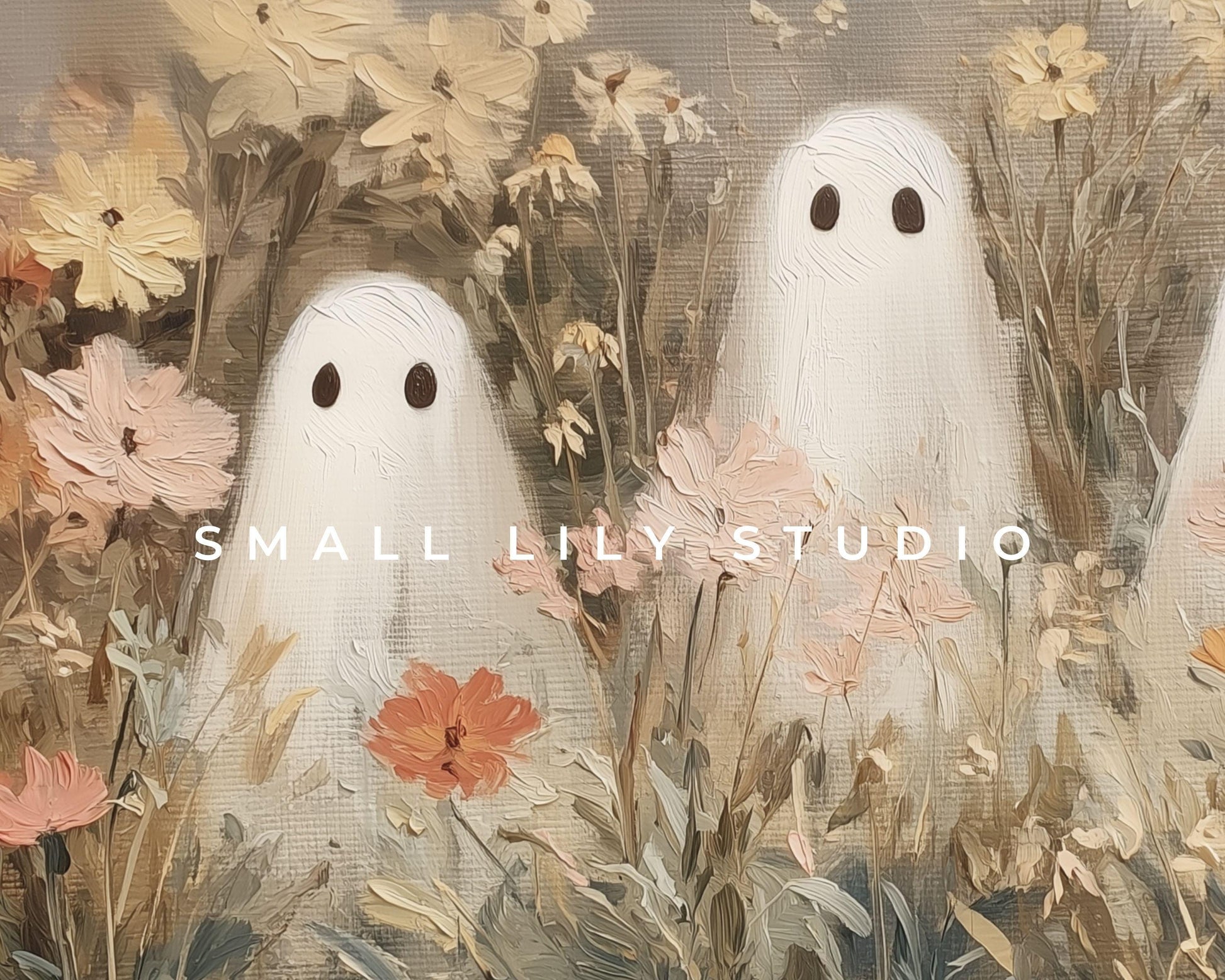 Halloween Ghosts in Wildflowers Frame TV Art