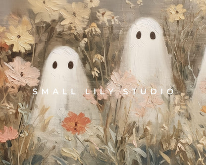 Halloween Ghosts in Wildflowers Frame TV Art