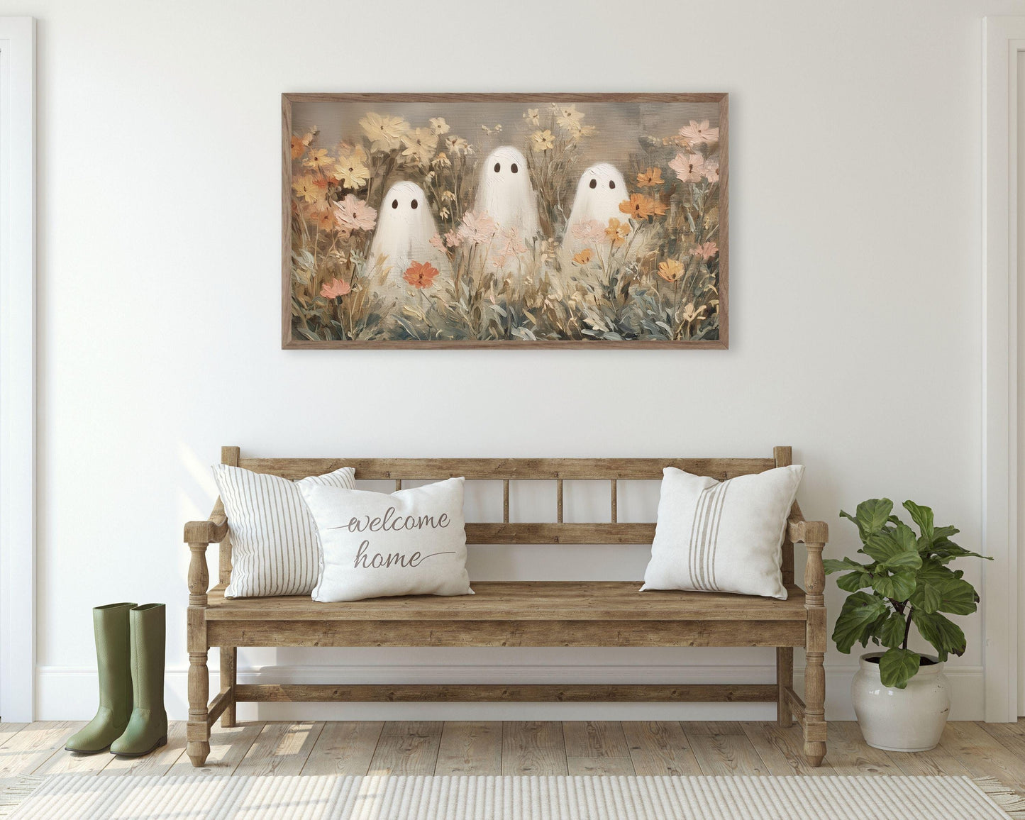 Halloween Ghosts in Wildflowers Frame TV Art