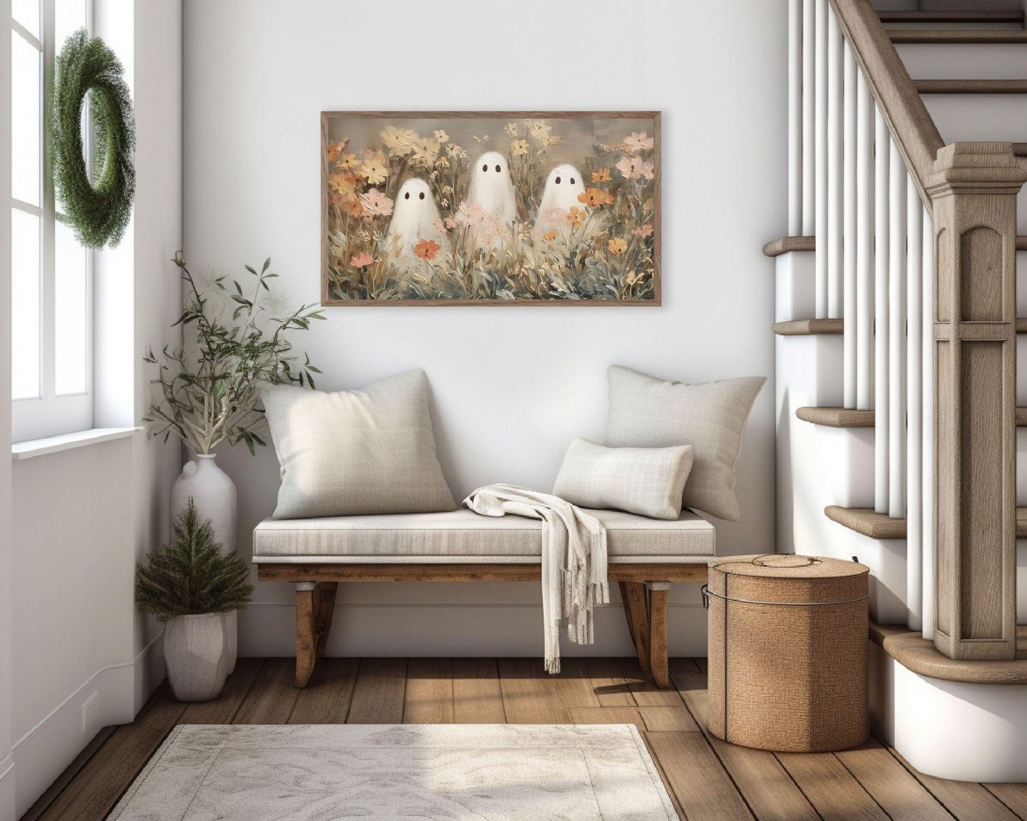 Halloween Ghosts in Wildflowers Frame TV Art