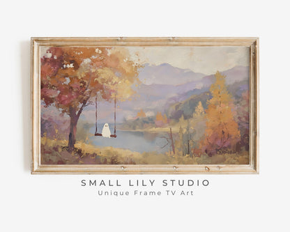 Halloween Ghost on Swing Frame TV Art