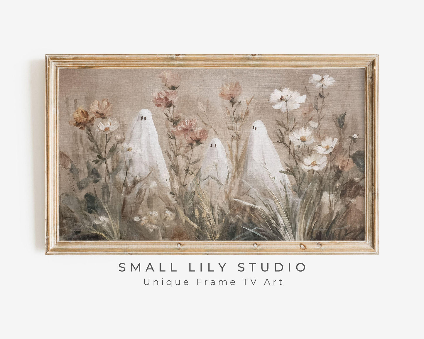 Halloween Ghosts in Wildflowers Frame TV Art