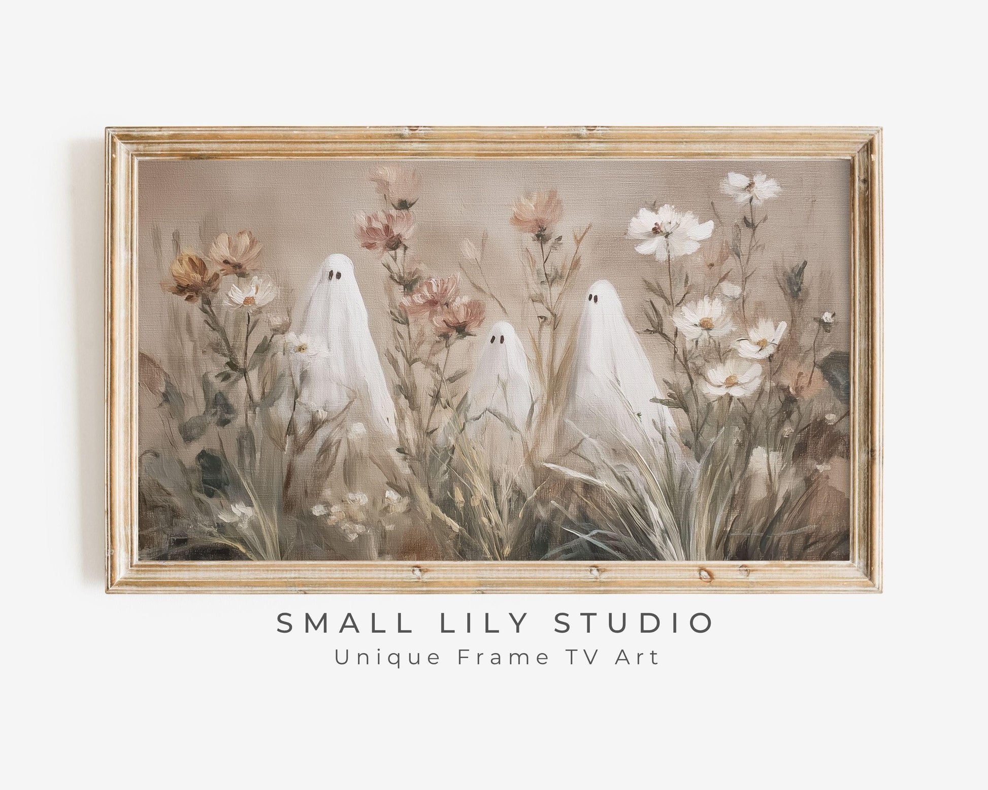 Halloween Ghosts in Wildflowers Frame TV Art