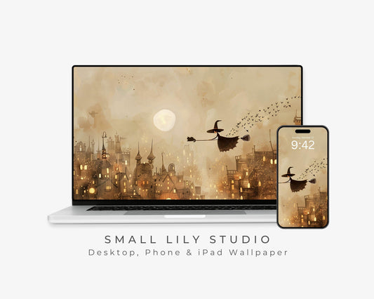 Flying Witch Desktop Wallpaper Set