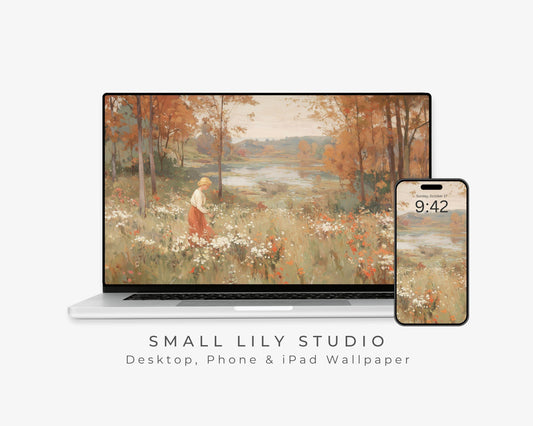 Fall Floral Landscape Desktop Wallpaper Set