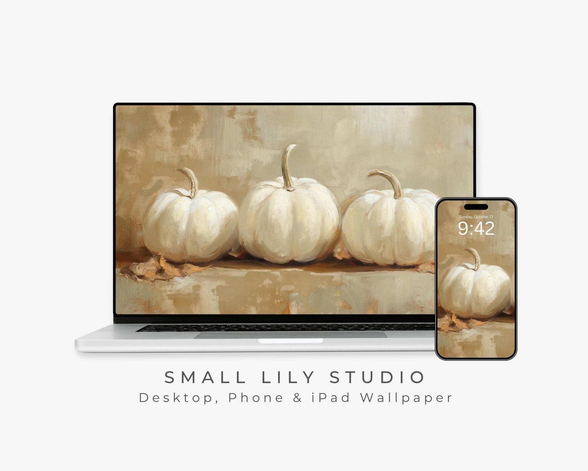 White Pumpkins Desktop Wallpaper Set