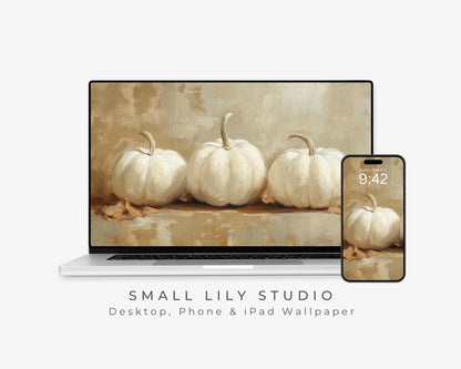 White Pumpkins Desktop Wallpaper Set