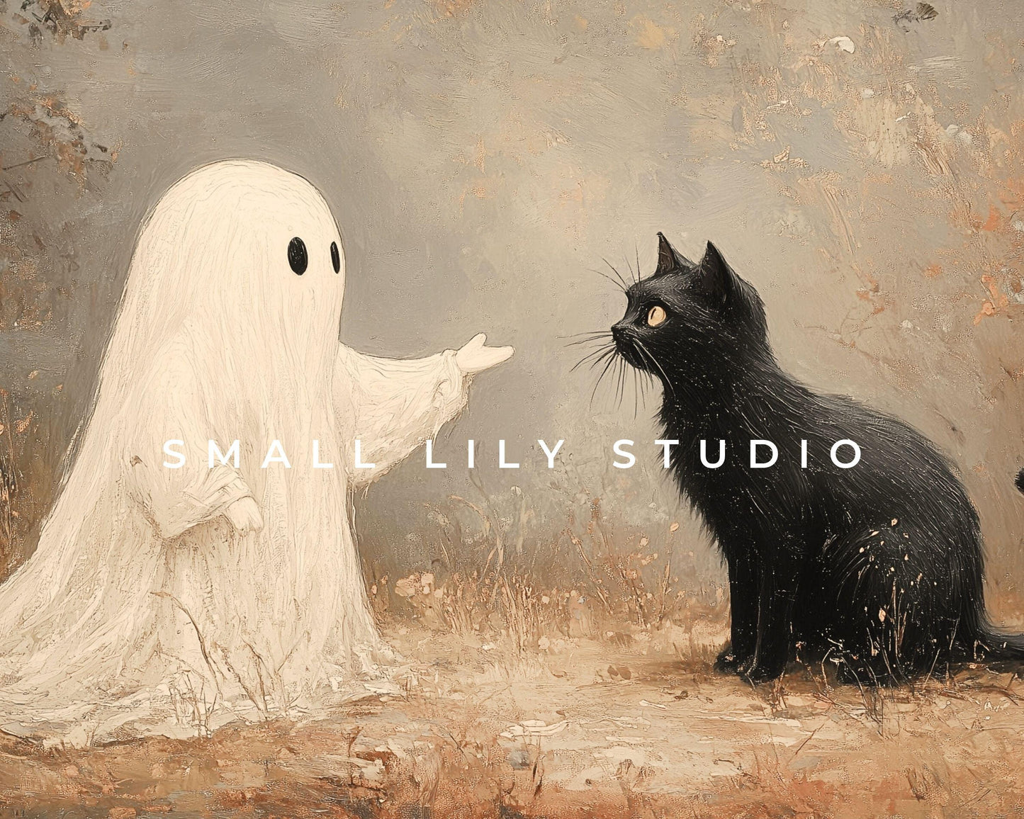 Ghost and Black Cat Desktop Wallpaper Set