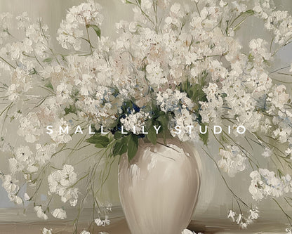 White Flowers in Rustic Farmhouse Frame TV Art