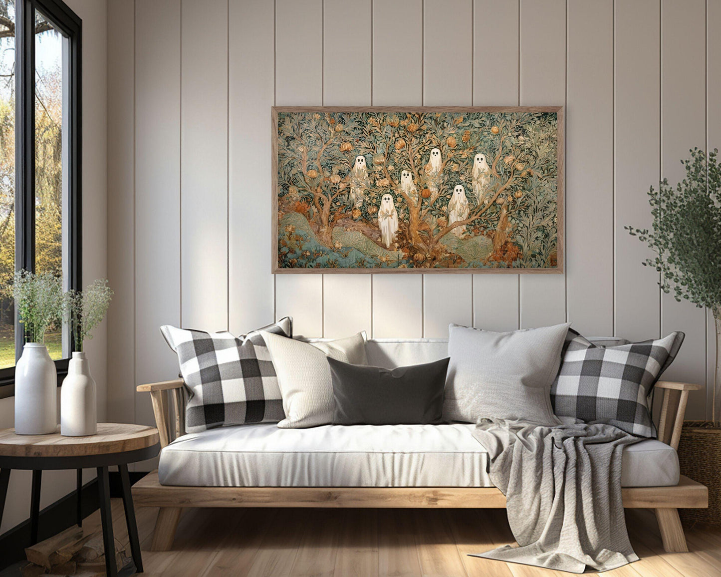 Halloween Ghosts in Fall Trees Frame TV Art