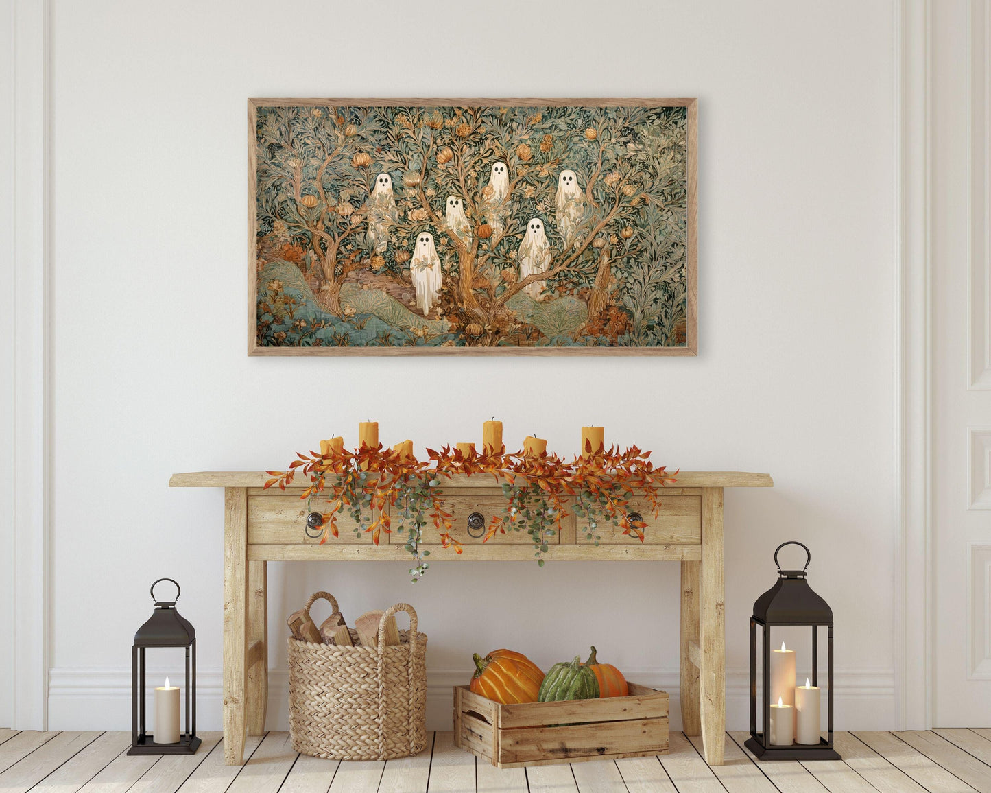 Halloween Ghosts in Fall Trees Frame TV Art
